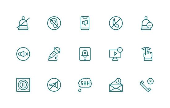 Mute Set with 15 Regular Line Icons Neutral Style Icons for Any Project vector