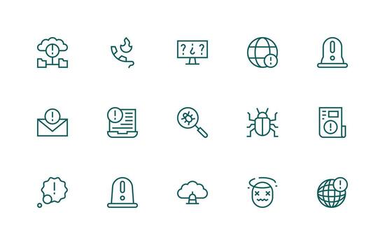 15 regular línea diseños para problema íconos multi-estilo icono colección vector