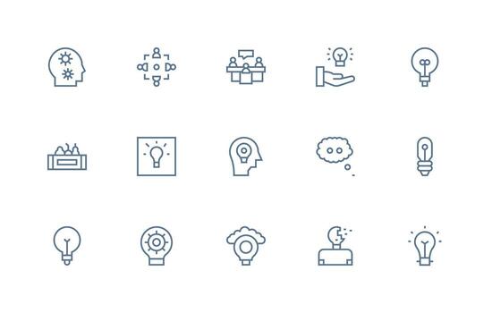 Brainstorming Icon Collection with 15 Regular Line Designs Scalable Icons for All Themes vector