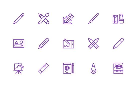 Regular Line Style Sketching Icons with 15 Vectors Complete Icon Set for Mobile Apps