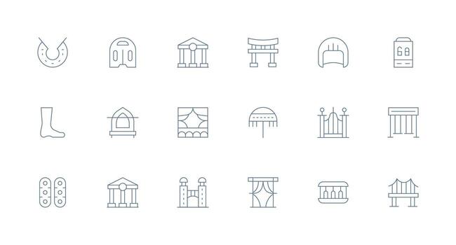 18 mínimo línea vectores para arco tema multi-estilo íconos para creativo proyectos