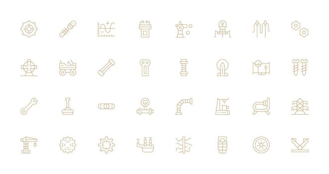 Engineering Icon Set with 32 Thin Line Graphics Pixel Perfect Icons for Modern Apps vector