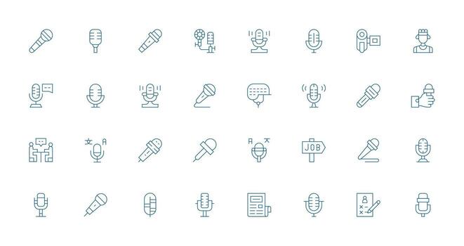 entrevista conjunto con 32 Delgado línea íconos usuario interfaz íconos para digital productos vector