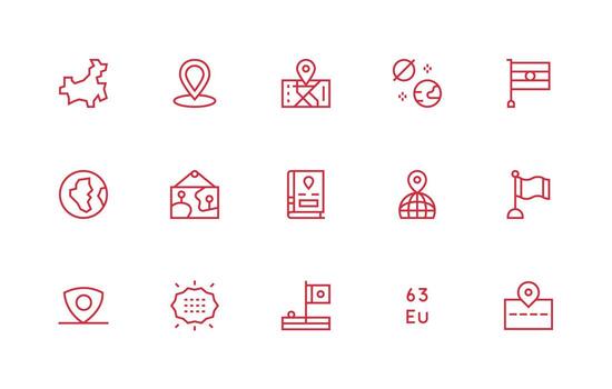 territorio icono colección con 15 regular línea diseños esencial íconos para rápido ui edificio vector