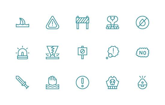 15 Regular Line Designs for Danger Icons Simple Icons for Interface and Wireframes vector