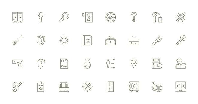 32 Delgado línea estilo íconos desde llave colección usuario interfaz íconos para digital productos vector