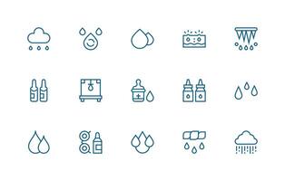 gotas icono conjunto con 15 regular línea gráficos digital producto íconos para rápido entrega vector