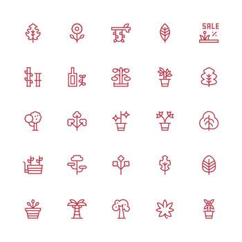 Medium Stroke Outline Icons from Foliage Set with 25 Vectors Balanced Icon Set for Functional Design