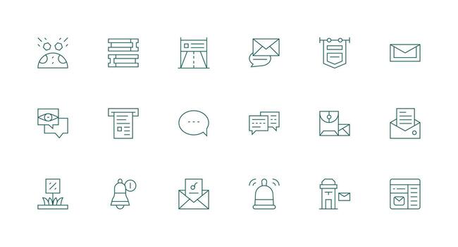 18 Minimal Line Style Icons from Message Collection Glyph Icon Series vector