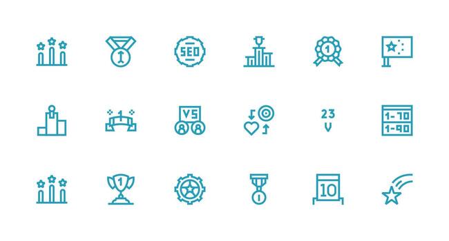 18 fuerte carrera línea diseños para clasificación íconos mínimo icono conjunto para interfaz proyectos vector