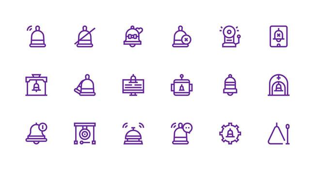 campana icono conjunto con 18 fuerte carrera línea gráficos equilibrado icono conjunto para funcional diseño vector