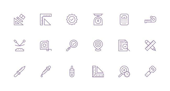Accurate featuring 18 Icons in Minimal Line Design Lightweight Icon Series vector
