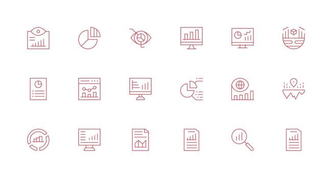 Trends Icon Set with 18 Minimal Line Graphics Minimal Icon Set for Interface Projects vector