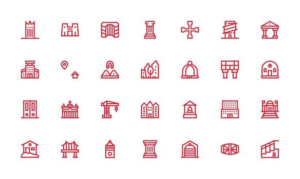 Architecture Icon Set with 28 Bold Line Graphics Responsive Icon Set for Flexible Layouts vector