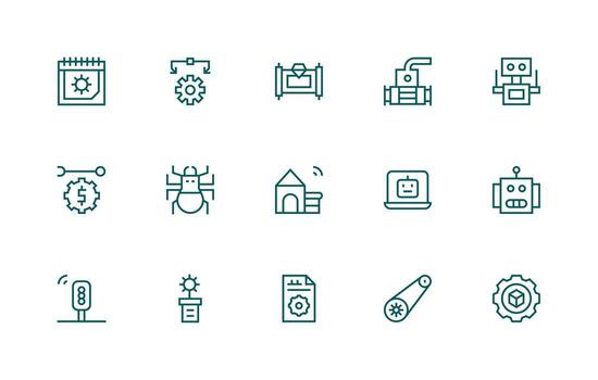 Automation Set with 15 Regular Line Icons Simple Icon Pack vector
