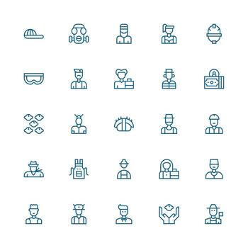 medio carrera contorno estilo trabajador íconos con 25 vectores multi-estilo icono colección