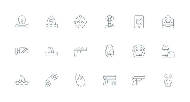 Threat featuring 18 Icons in Minimal Line Design Customizable Icon Series for Mobile Screens vector