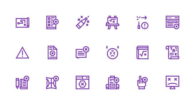 Incorrect featuring 18 Icons in Strong Stroke Line Design Icon Collection Set vector
