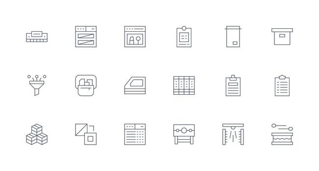 18 Minimal Line Style Icons from Organize Collection Functional Icon Series vector