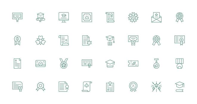 Thin Line Icons from Certificate Set with 32 Vectors Editable Icon Collection