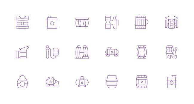 18 Icons for Barrel in Minimal Line Format Icons Built for Visual Consistency Pack vector