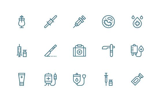 15 íconos para estéril en regular línea formato limpiar icono colección para web utilizar vector