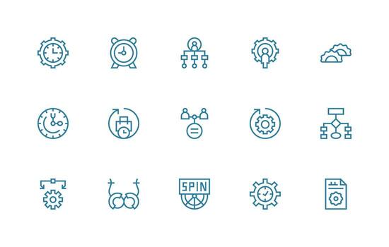 Workflow Visual Pack containing 15 Regular Line Icons User Interface Icons for Digital Products vector