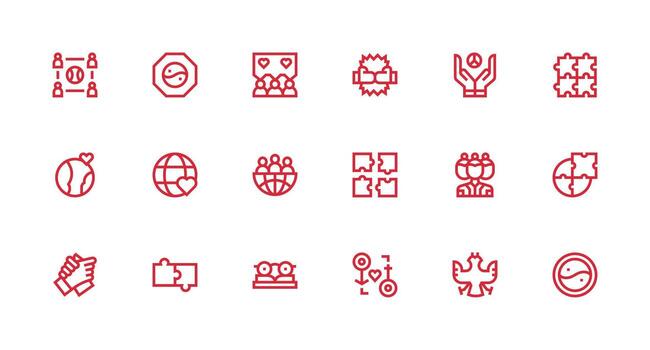 Unity featuring 18 Icons in Strong Stroke Line Design Professional Icon Pack for Development Work vector