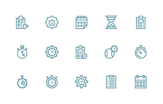 15 Regular Line Icons for Task Management Graphics Responsive Icon Set for Flexible Layouts vector