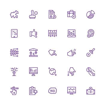 25 Medium Stroke Outline Style Icons from Decline Collection Quick Access Icons for UI Development vector