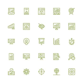 Medium Stroke Outline Icons from Kpi Set with 25 Vectors Optimized Icon Pack for Digital Products