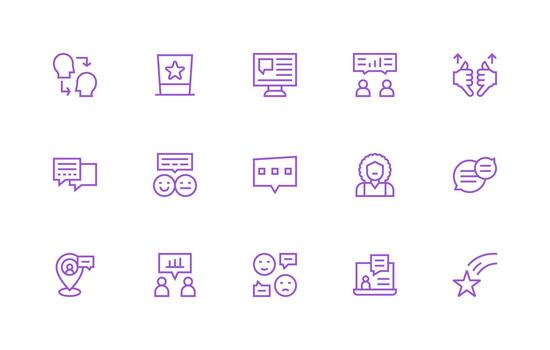 regular línea estilo usuario realimentación íconos con 15 vectores de múltiples fines icono paquete para plantillas