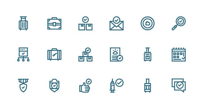18 Icons for Checked in Strong Stroke Line Format Smart Icon Collection vector