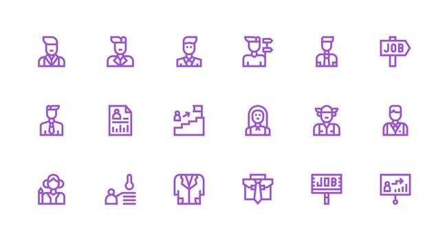 Career including 18 Strong Stroke Line Illustrations Flexible Icon System for Web Interfaces vector