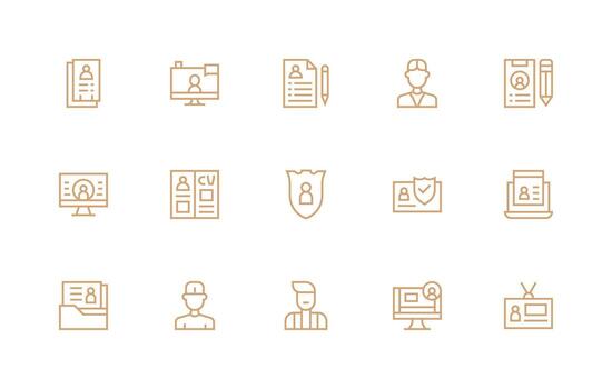 Personal Information Design Icons featuring 15 in Regular Line Style Essential Icons for Rapid UI Building vector