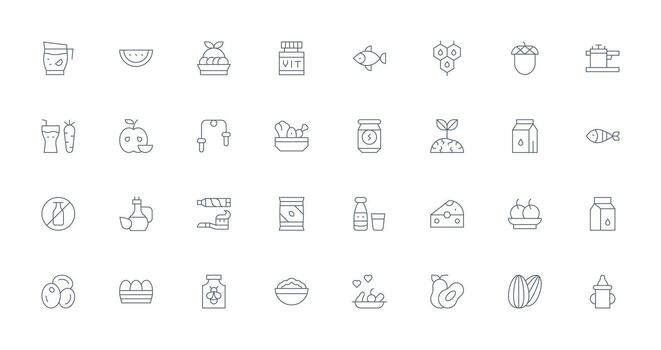 Healthy Visual Pack containing 32 Thin Line Icons Minimal Icon Set for Interface Projects vector