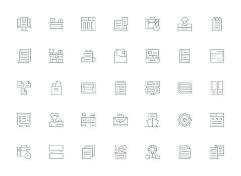 Files Set with 35 Light Line Icons Icon Pack for Various Themes vector