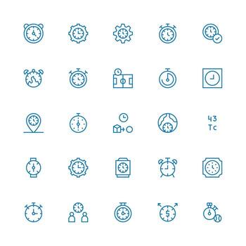 sincronización icono colección con 25 medio carrera contorno diseños mínimo icono conjunto para interfaz proyectos vector