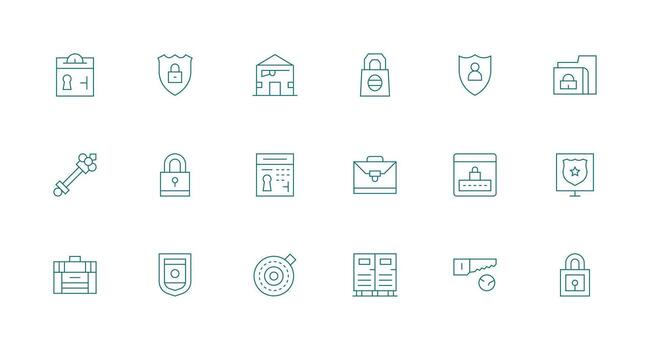 18 Minimal Line Vectors for Lock Theme Customizable Icon Series for Mobile Screens