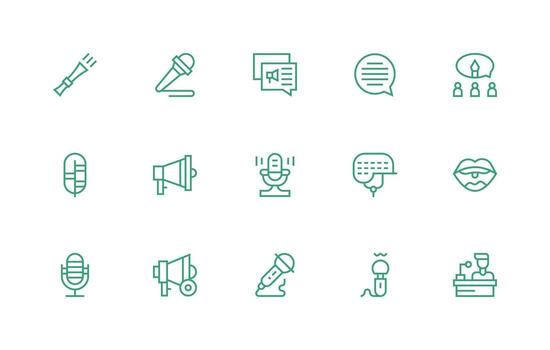 Regular Line Style Speech Icons with 15 Vectors Functional Icon Series