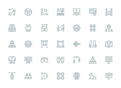 Light Line Icons from Training Set with 35 Vectors Well-Structured Icons for Creative Use