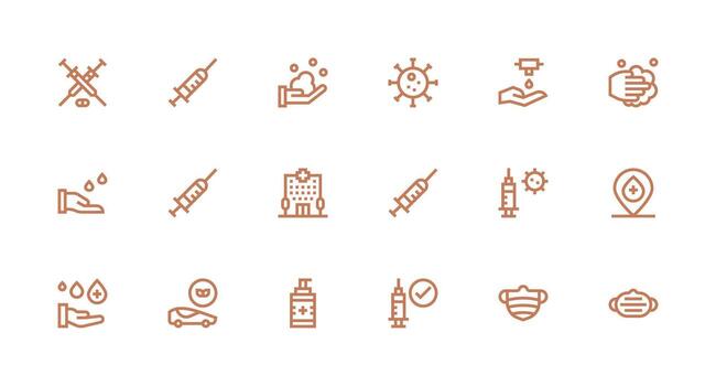 Covid featuring 18 Icons in Strong Stroke Line Design Quick Access Icons for UI Development vector