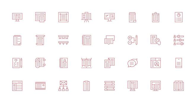 32 Icons for List in Thin Line Format Minimal Icon Set for Interface Projects vector