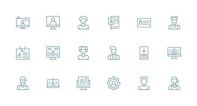 Account Details Icon Set with 18 Minimal Line Graphics Universal Icon Pack vector
