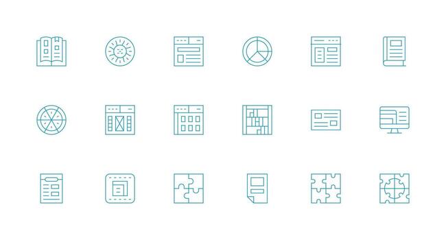 Sections featuring 18 Icons in Minimal Line Design Icon Collection Set vector