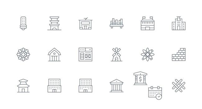 18 Minimal Line Style Icons from Structure Collection Balanced Icon Set for Functional Design vector