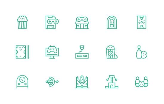 15 Icons for Arcade in Regular Line Format Quick Access Icons for UI Development vector