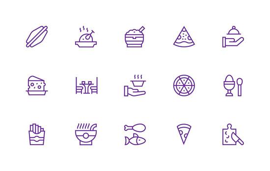 15 Regular Line Style Icons from Meal Collection Basic Icon Series vector