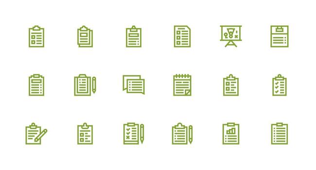 Task List Icon Collection with 18 Strong Stroke Line Designs Light Icon Series vector