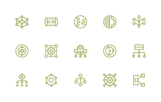 15 Regular Line Icons for Dataflow Graphics Pixel Perfect Icon Set vector